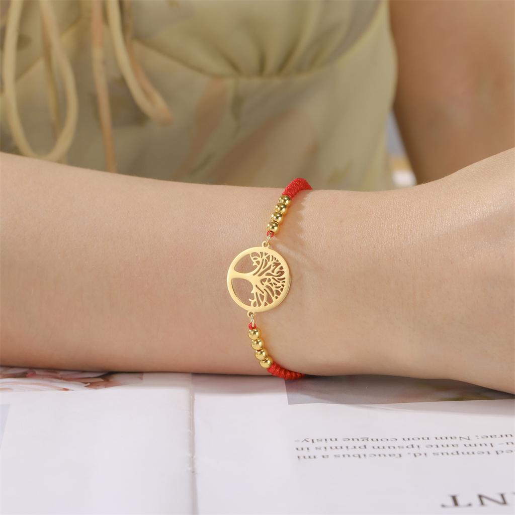  Classic Tree of Life Bracelet for Women Men Fashion Red/Black/Purple Color Rope Chain Bracelets Stainless Steel Jewelry