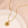 Korean Style 18K Gold Polished Titanium Rose Pendant Minimalist Choker Necklace