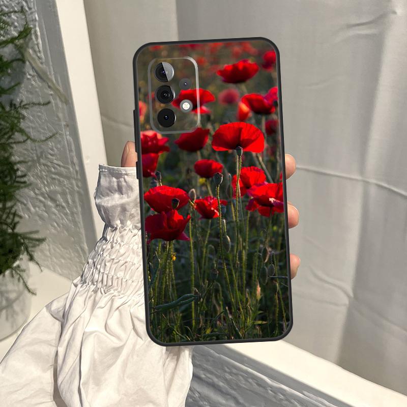Poppy Flower Bloom Case For Samsung Galaxy A16 A36 A56 A06 A13 A53 A33 A23 A55 A35 A17 A54 A34 A14 A52 A32 A15
