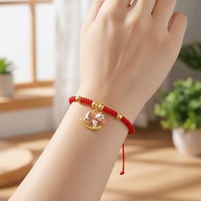 New Year Lucky Pony Red Rope Fortune Horse Pendant Bracelet Personality Horse Year Bracelet  Couple