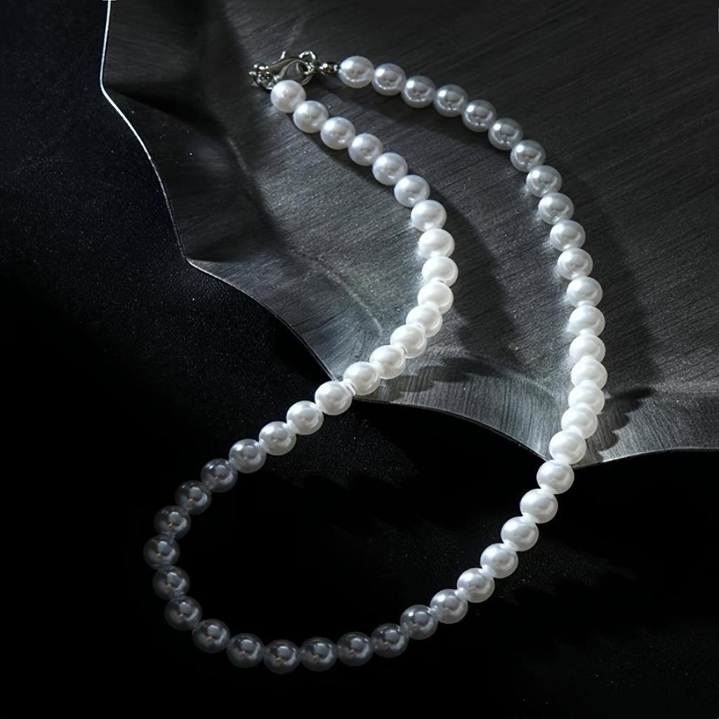 Men's Retro Minimalist Imitation Pearl Beaded Choker Necklace