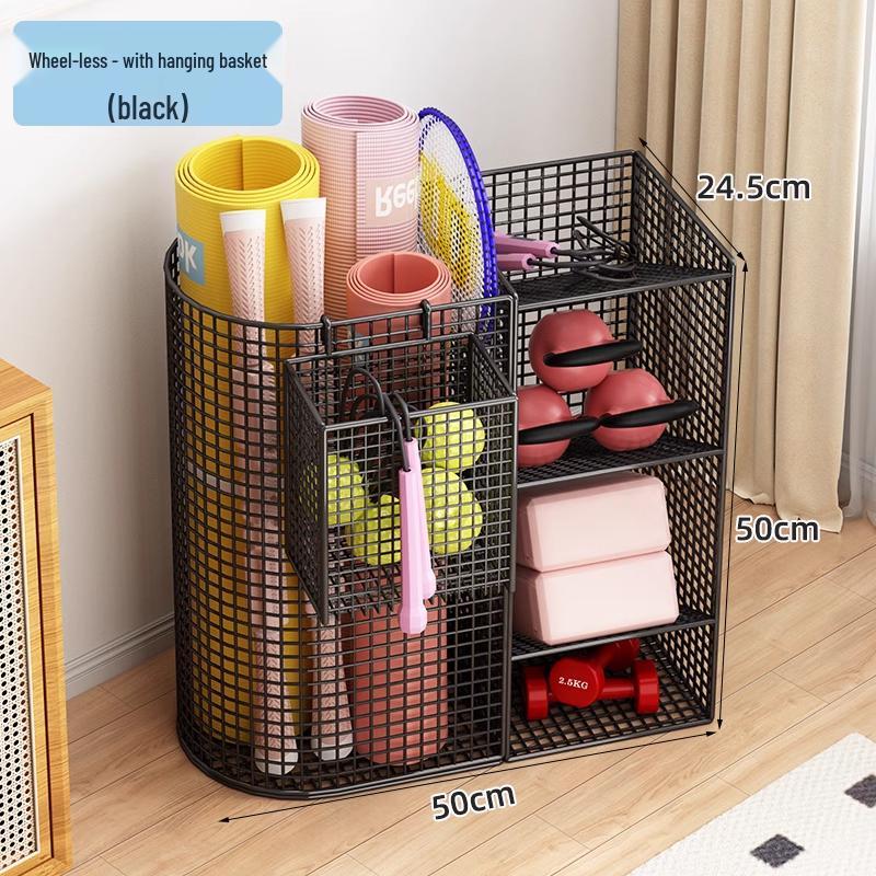 Estante de Chão para Armazenamento de Basquete e Prateleira de Brinquedos para Equipamentos Esportivos e Tapetes de Yoga
