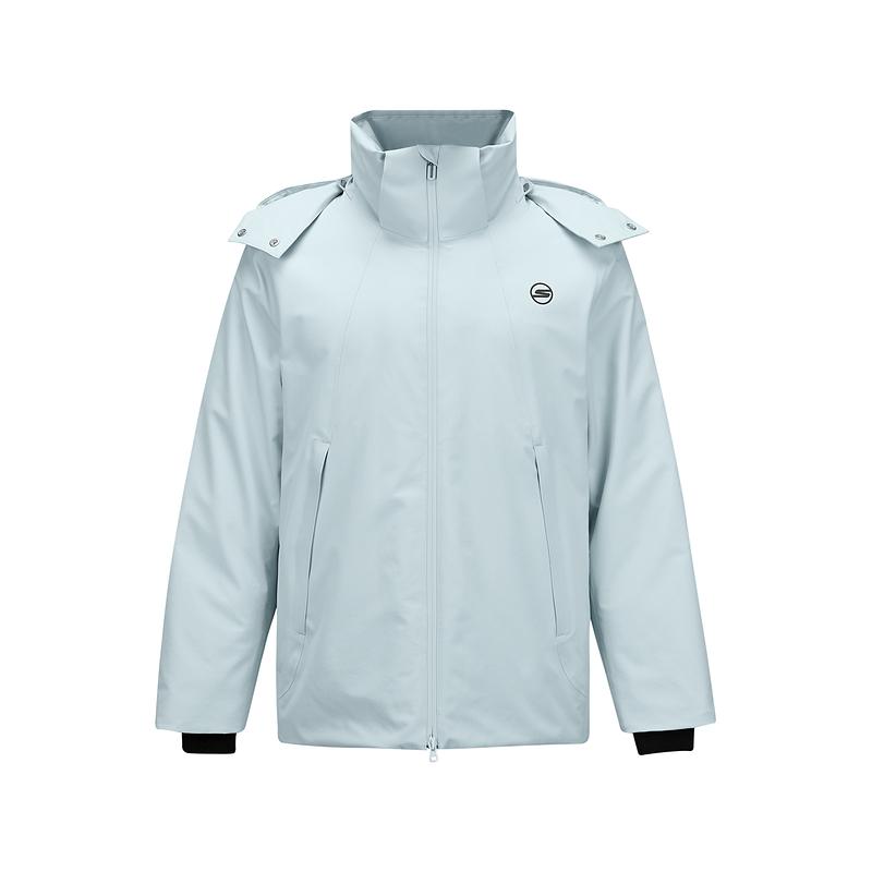 Skechers Warm Hooded Zipper Long Sleeve Down Jacket Men outerwear Pearl-Blue P424M075-01MZ L