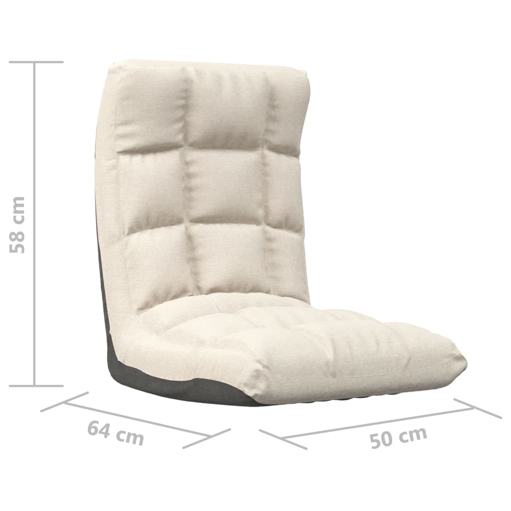 Floor Chair Foldable Cream Fabric