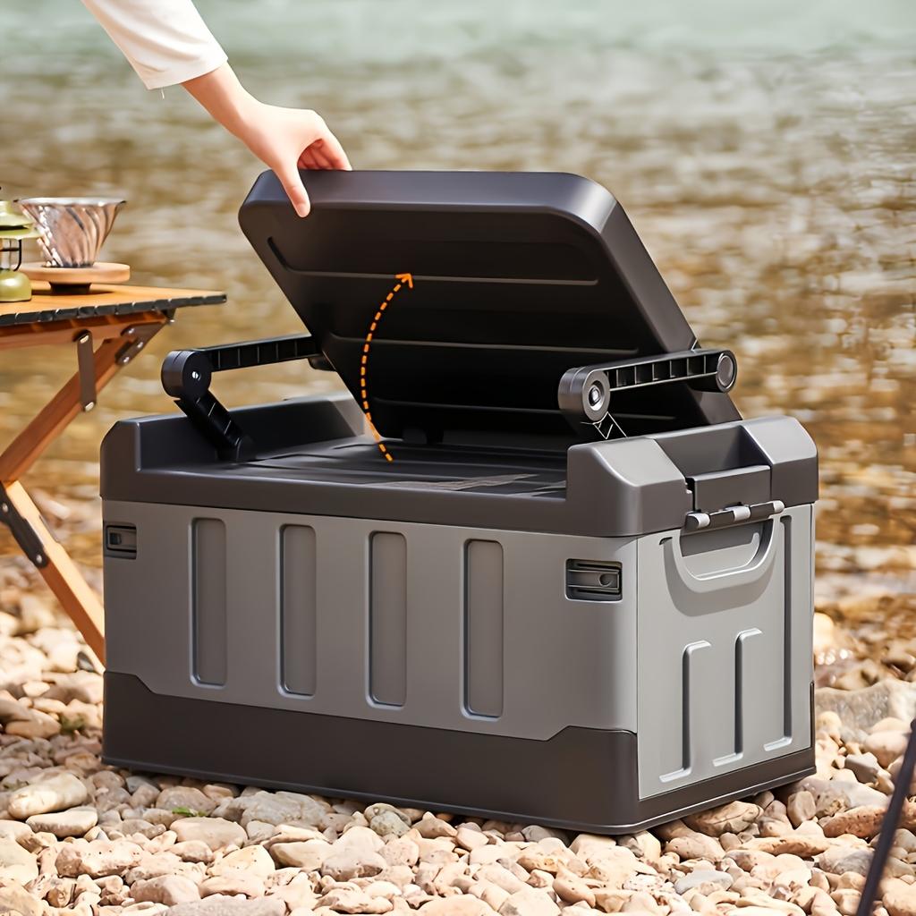 Faltbarer Outdoor-Stauraumhocker mit ergonomischer Rückenlehne, tragbarer leichter Camping- und Angelstuhl für Wandern, Reisen und Autocamping