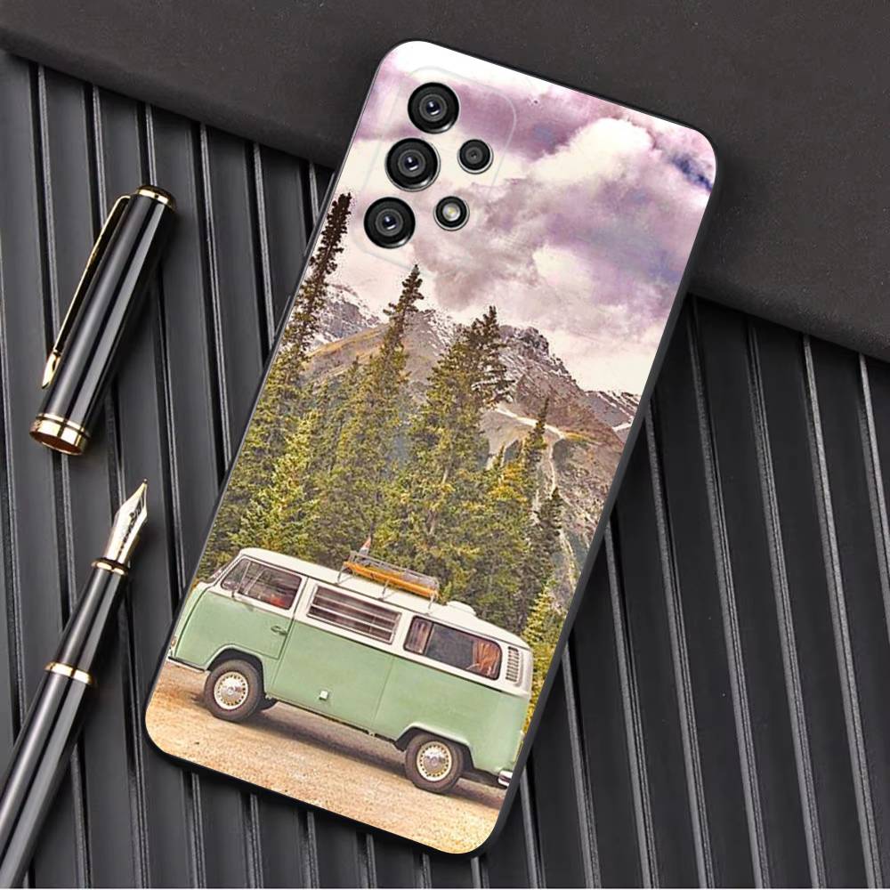 Combi Van Surf Phone Case For Samsung Galaxy A13,A21s,A22,A31,A32,A52,A53,A71,A80,A91 Soft Black Shell Samsung a11