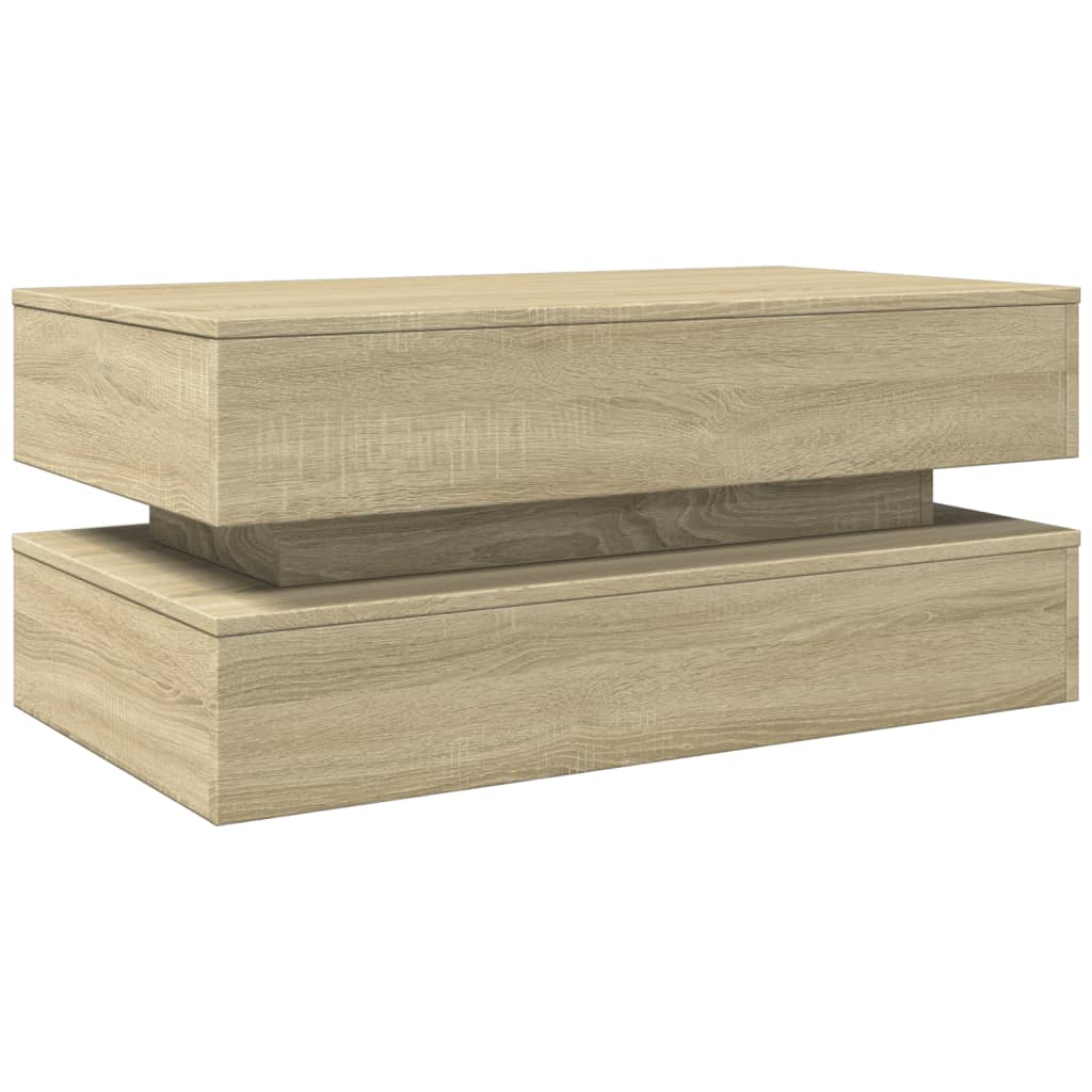 Modern Coffee Table With LED Lighting, Sonoma Oak, 90X50X40 Cm