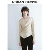 UR Women's Satin Cowl Neck Ruffle Blouse