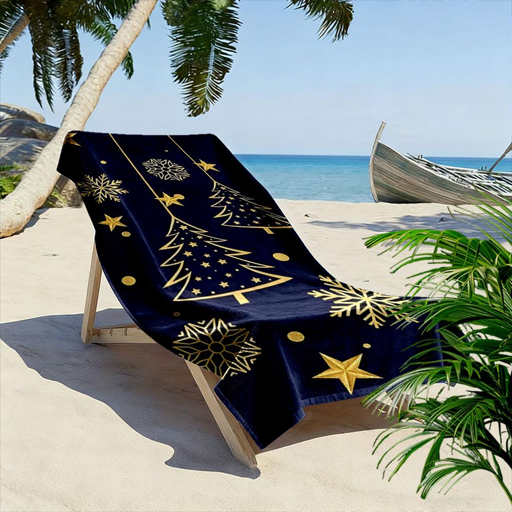 Golden festive elegance trees Print beach towel, quick drying, suitable for travel, outdoor sports, jogging, the beach and swimming, gift