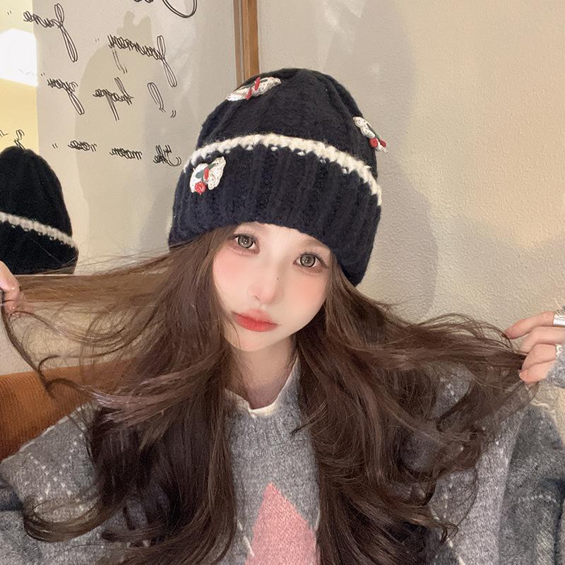 New Wool Hat for Women Warm and Cold Hat Showing Their Faces Cute Knitted Hat for Women Plus Velvet Ear Protection Head Hat for Women