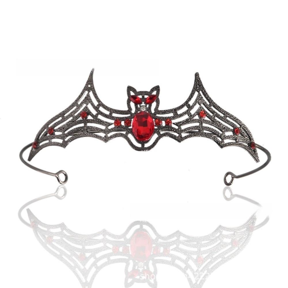 Sparkling Halloween Bat Hairband Metal Halloween Tiara Retro Rhinestone Crowns  Party