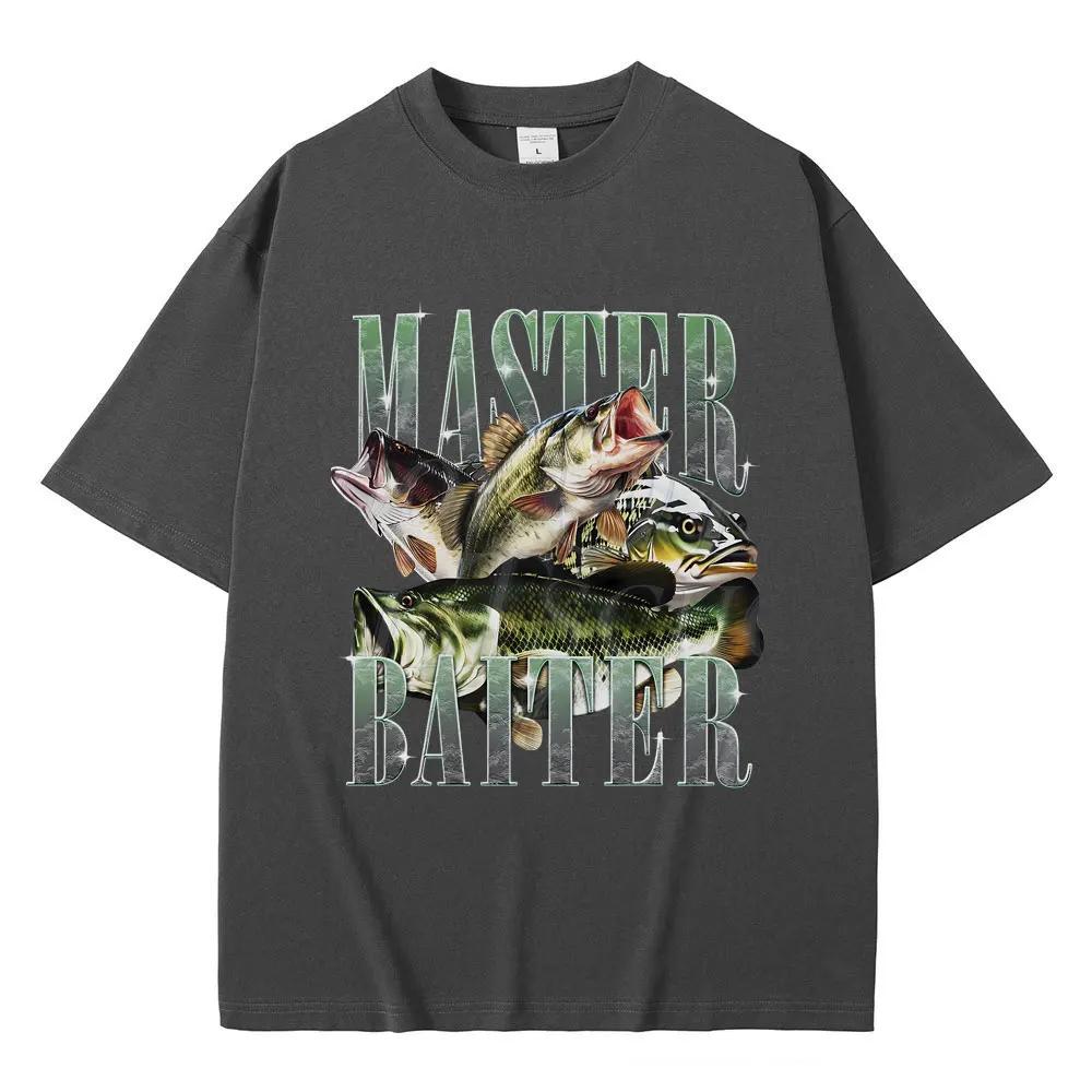 Master Baiter Barschfischen Fischer Lustig Meme Grafik T-Shirts Herren Freizeit Baumwolle T-Shirt Kurzarm Vintage T-Shirts