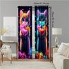 Set Of 2 Colorful Dream Cat Printed Window Curtain Treatment Bedroom Office Kitchen Living Room Study Home For Sitting Made Polyester With Rod Pocket