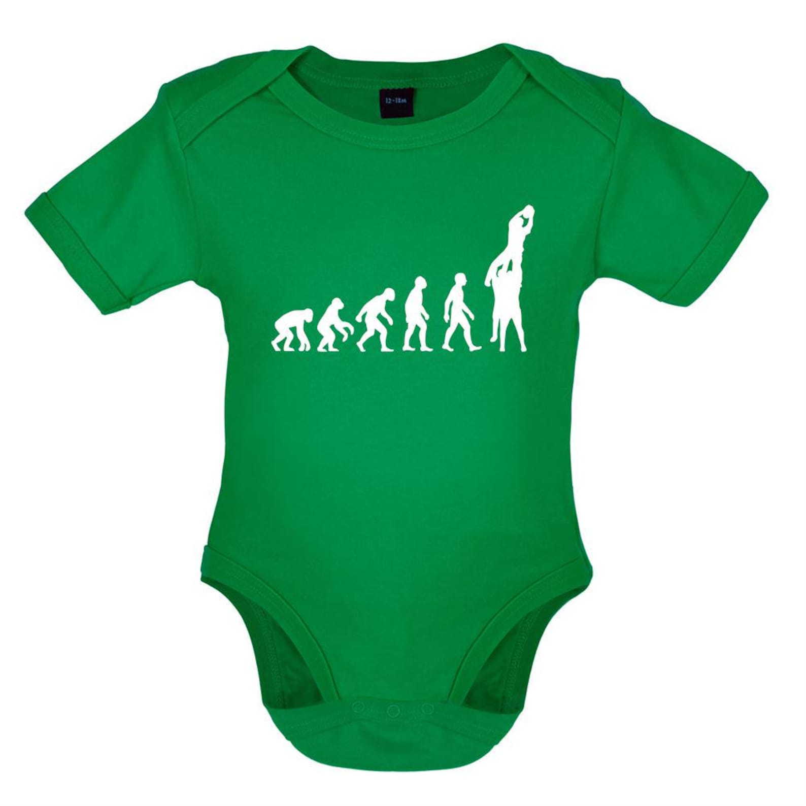 Evolution of Man Rugby Line Out - Baby Tshirt Babygrow - Six Player Fan Love England Nations Wales Ireland Scotland Union S