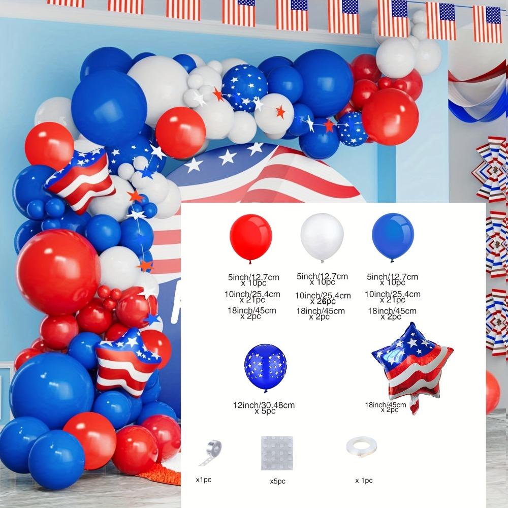 

118 Pieces Blue, Red, White Patriotic Balloon Arch Kit, Which Can Be Used for Independence Day Celebration, Birthday Party, Etc Other