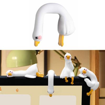 Gänsefigur Computermonitor Dekoration Kleine Gänsefigur Kompaktes Geschenk Lustig Niedlich Kreatives Ornament für Tisch Notizbuch Stühle