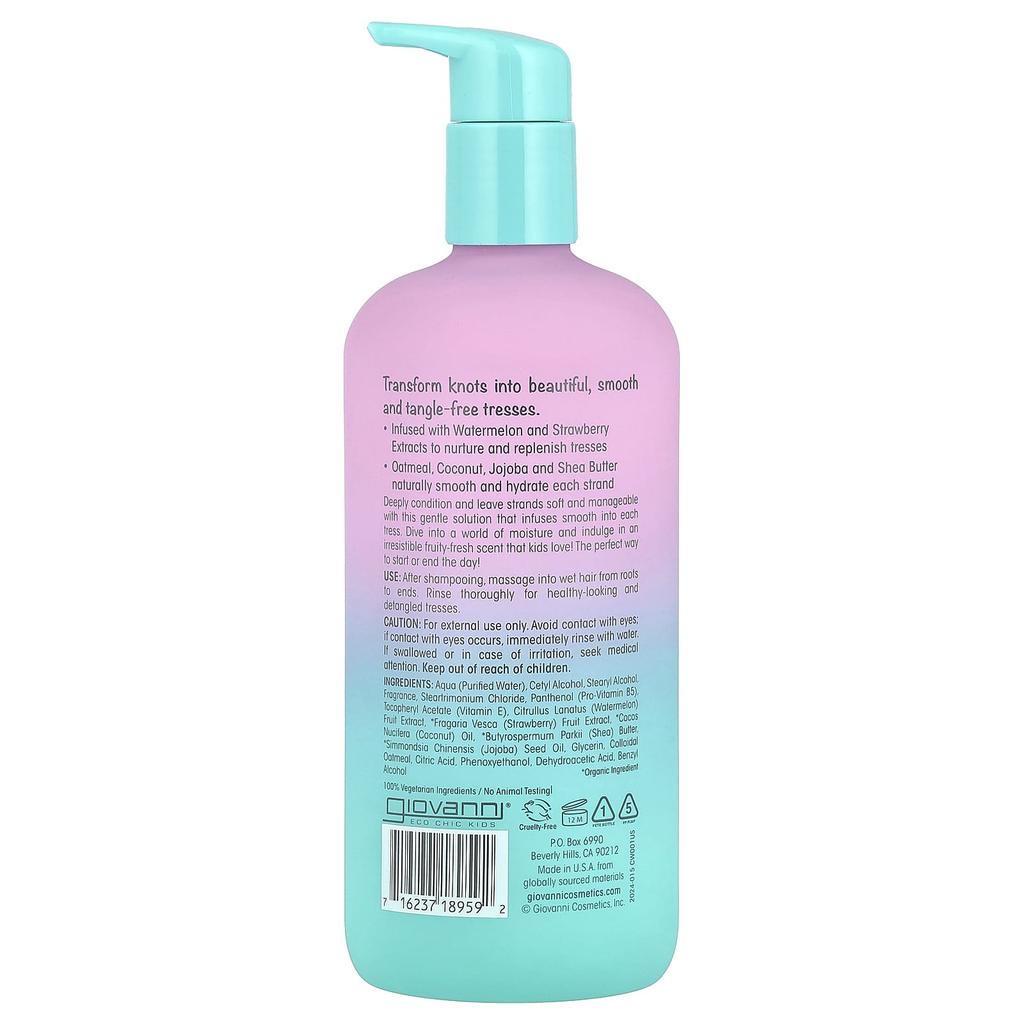 Giovanni Eco Chic® Kids, Nourishing and Detangling Hair Conditioner, Suitable for All Hair Types, 16.5 Fl Oz (487 Ml)