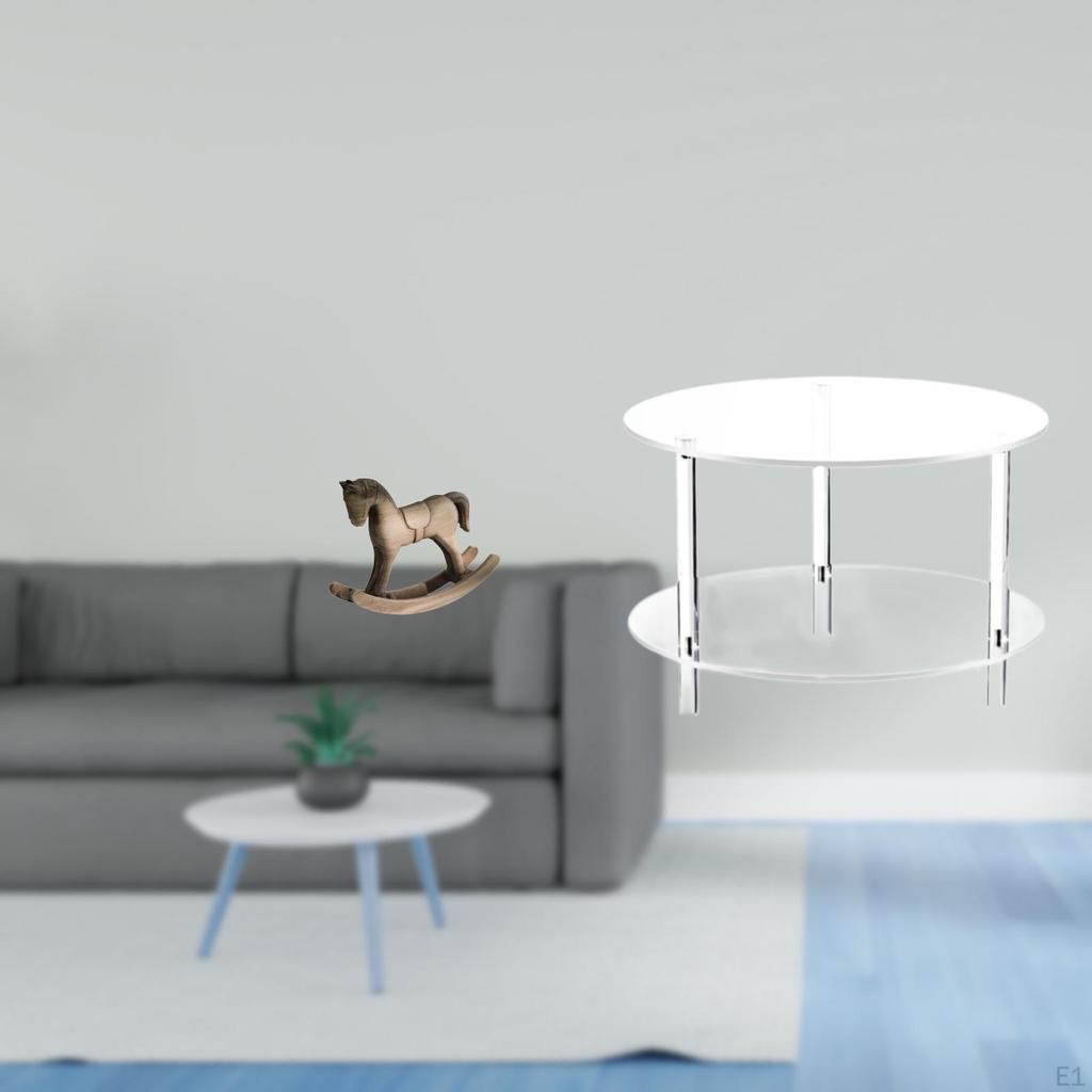 Artistic Retro Wood Horse Sculpture Ornament with Clear Acrylic Compact Table Design for Nightstand