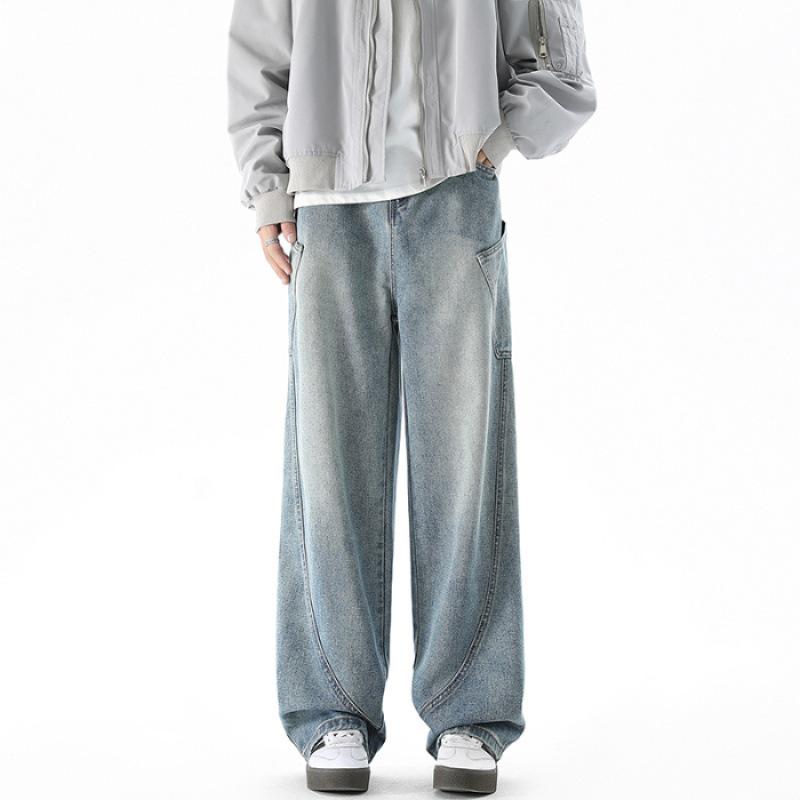 JYL Широкие прямые джинсы мужские базовые универсальные широкие брюки 2XL