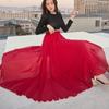 720 Degree Chiffon Skirt Women Long Skirt Dancers Practice Wear Solid Colour Ballet Gypsy Professional Stage Dance Dresses