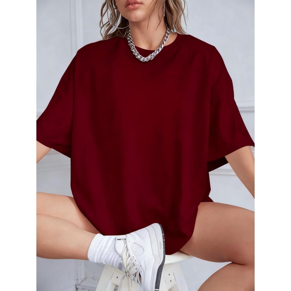 Womens Solid Color Cotton Summer Soft T-Shirt Y2K Oversized T-Shirts Jogging Casual Tops Multicolor Short Sleeve