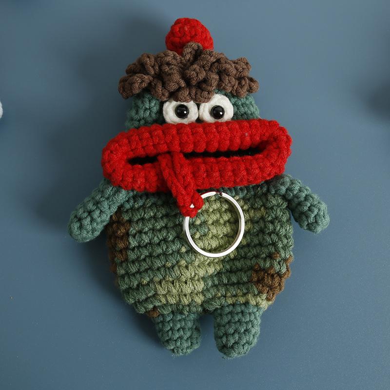 Funny Sausage Mouth Doll Series Crochet Bag Keychain For Car Keys Holder Knitting Doll Keyrings For Key Storage Custom Accessory