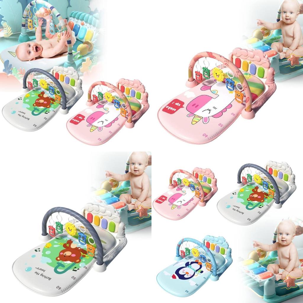 Infant Musical Piano Baby Gym Mat With Detachable Hanging Toys And Light-up Features