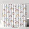 Whimsical Rainbow & Star Shower Curtain, Vibrant Pastel Polyester Design, Machine Washable, Modern Bathroom Decor