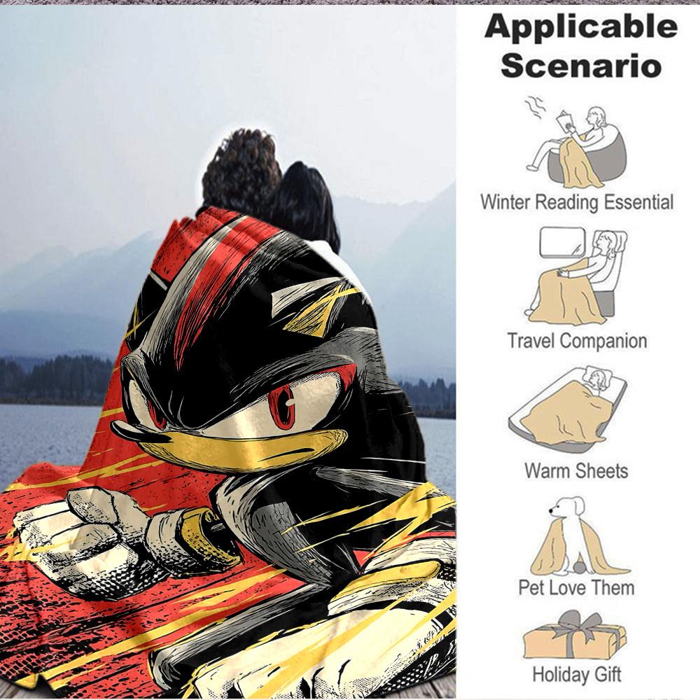 1pc Sonic Hedgehog Flannel Blanket, Soft Skin Friendly with Digital Printing, Various Sizes Available for Family, Friends, Birthday