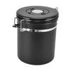 Airtight Coffee Canister Storage Jar Date Tracker CO2 Release Valve Stainless Steel Container Black