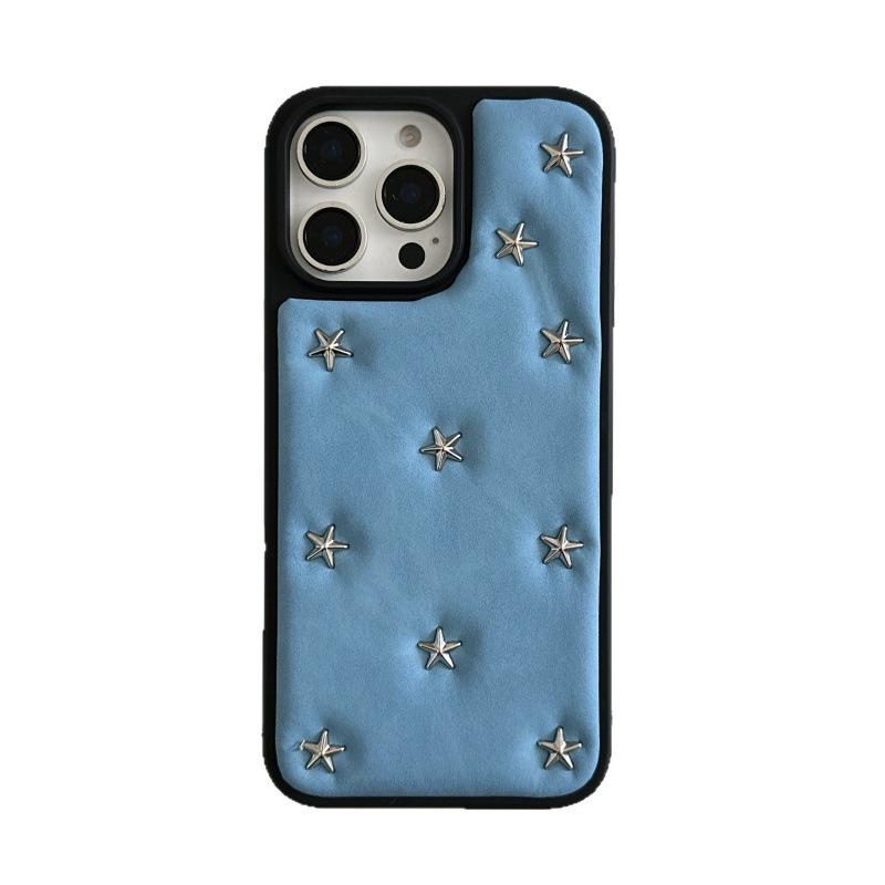 

Korean Style Leather 3D Star Apple Phone Case for iPhone 17 Pro Max, 16 Pro, and 15 Pro Apple 16 Pro Max