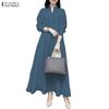 ZANZEA Vestido informal de manga larga con cuello vuelto para mujer