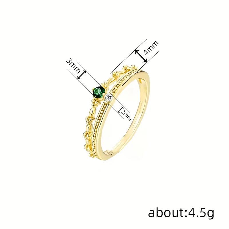 Court Style Ring Female, Double-Layer Design Exquisite Zircon Elegant Temperament Ring