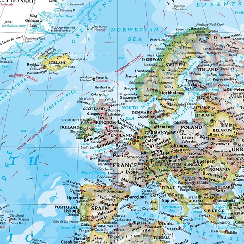 Unframed The World Political Map Posters and Prints Painting Wall Art Sticker Foldable Wallpapers for Travel