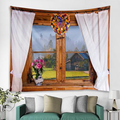 3D Nachahmung Fenster Wald Landschaft Wandteppich Hängen Böhmischen Psychedelic Mandala Hause Dekoration Wand Tuch Yoga Matte