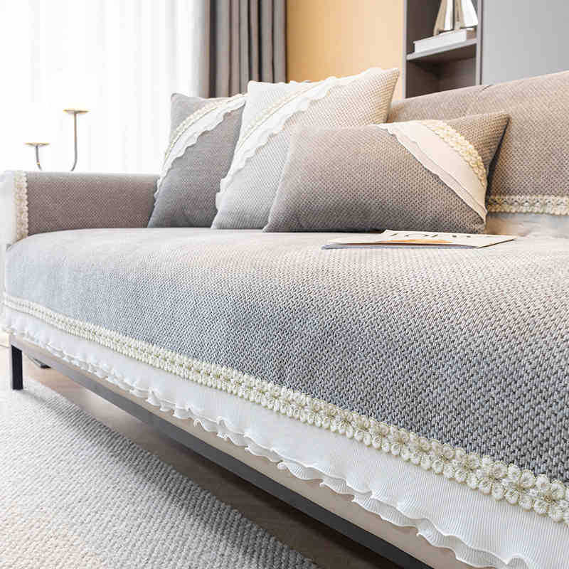 Light Luxury High-End Chenille Sofa Cushion, All-Season Non-Slip Seat Cushion, Sofa Cover, Cloth Cover, Backrest Towel