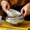 Cartoon Ceramic Japanese Bowl, Cute Seasoning Kitchen Tableware,Soup Rice Bowls, Instant Noodle Bowls, Underglaze Colored Plates