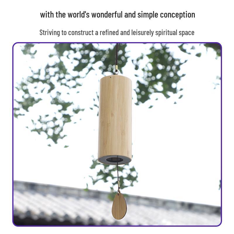 Japanese Antique Hand-Cranked Bamboo Wind Chimes: Ancient Style with Crystal and Copper Accents