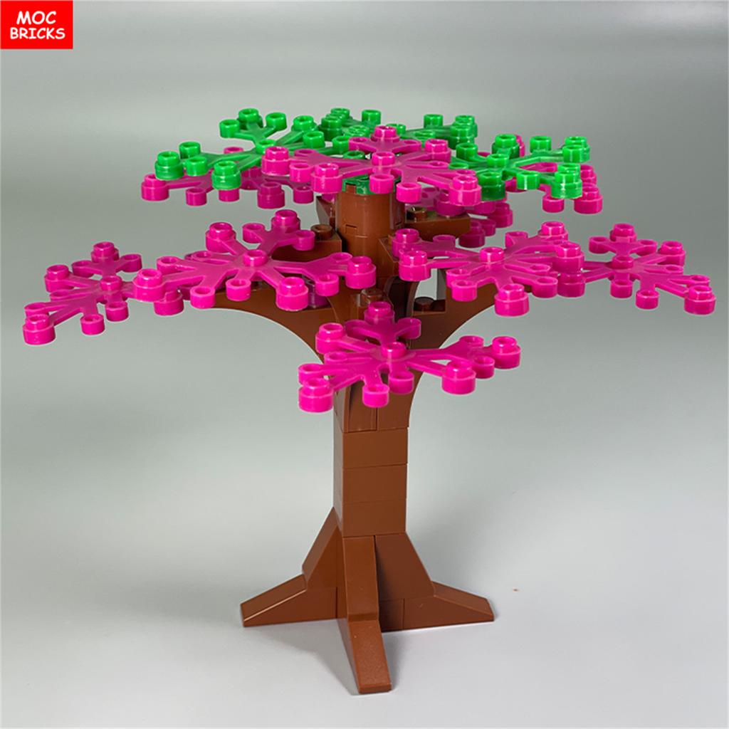 MOC Bricks Green Tree Series Construction Building Blocks Plant City Garden Street Lake View Park Jungle Christmas Toys For Kids