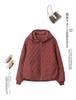Women's 2024 Winter Casual Quilted Cotton Hooded Jacket, Loose Fit, Plus Size, Solid Color, Thick and Warm.