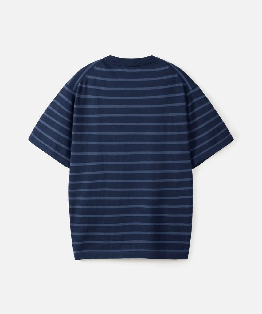 247Silijeu Supima Cotton Striped Half Knit Dark Navy
