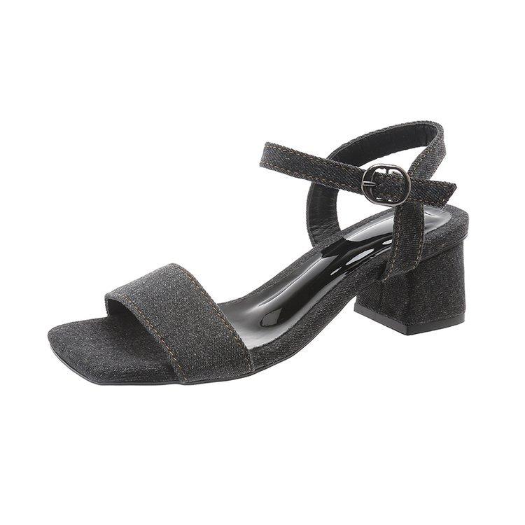 Velké sandály dámské 2024 nové letní všestranné střední podpatek na silném podpatku s vysokými podpatky dámské boty se sukní