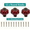 Retro Ceramic Cabinet Handles 12pcs - Deep Red Pumpkin Design 1.381.50 Inches, Ideal for Furniture Decoration on Drawers, Cabinets & Closets
