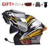 Bluetooth Smart Tail Light Motorcycle Flip-Up Helmet Men Women All Season Full Face Off-Road Riding
