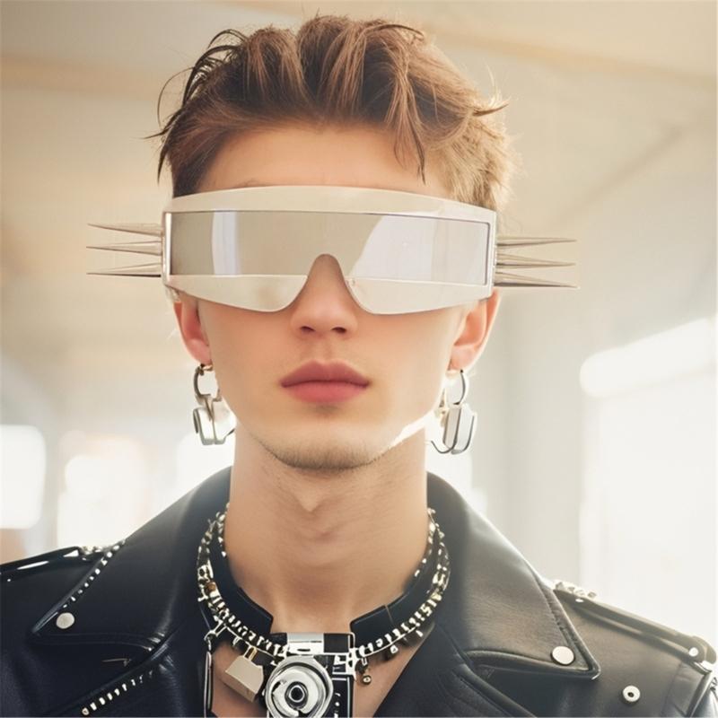 Punk-Sonnenbrille mit Nieten, Sonnenschutz, leichter PC-Rahmen, Cosplay-Brille für Outdoor-Partys, modisches Accessoire