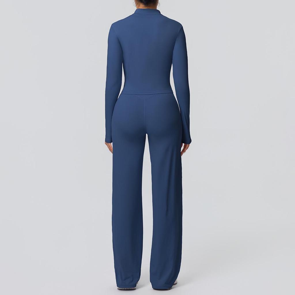 European-American Nude Feel Sports Jacket and Slimming Yoga Pants Set