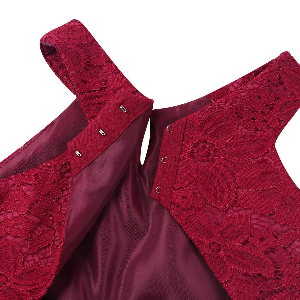 Elegant Flower Girls Dress Wedding Formal Party Princess Floral Lace Cutout Back Dress