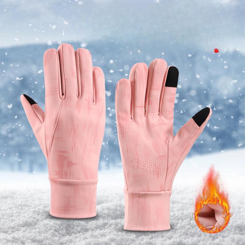Cycling Windproof Gloves for Women In Autumn and Winter Warm Gloves Touch Screen Plus Velvet Cold Proof Outdoor Hiking Driving Running Gloves