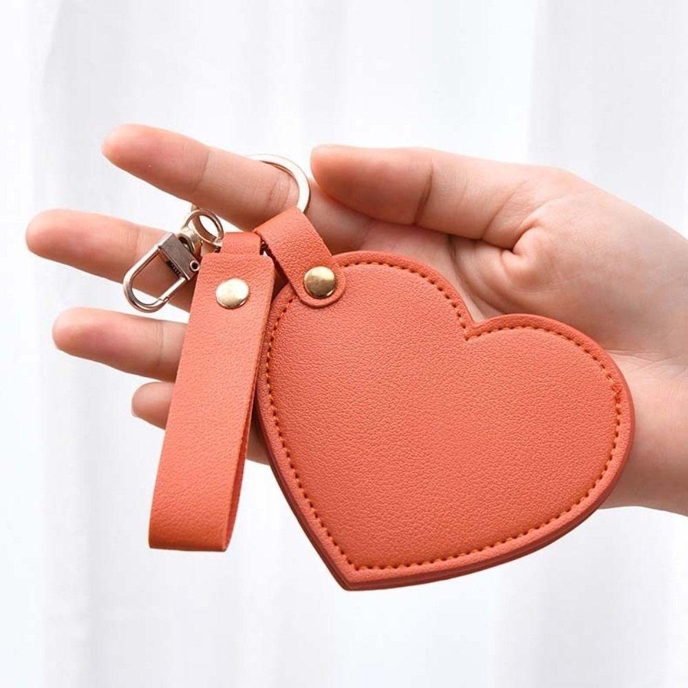 Rotate Small Mirror Love Heart Makeup Mirror Korean Style Colorful Love Keychain  Women