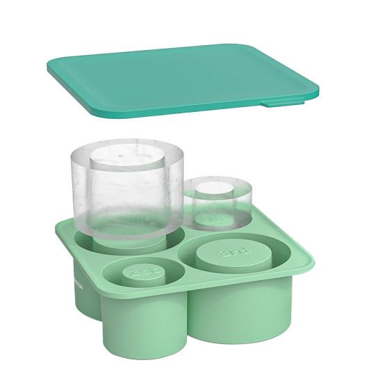 Creative Cylinder Ice Cube Tray Easy-Release Silicone Ice Mold BPA-Free Leak-Proof Lid Easy Release Ice Maker for Cocktails Coffee Summer Drink